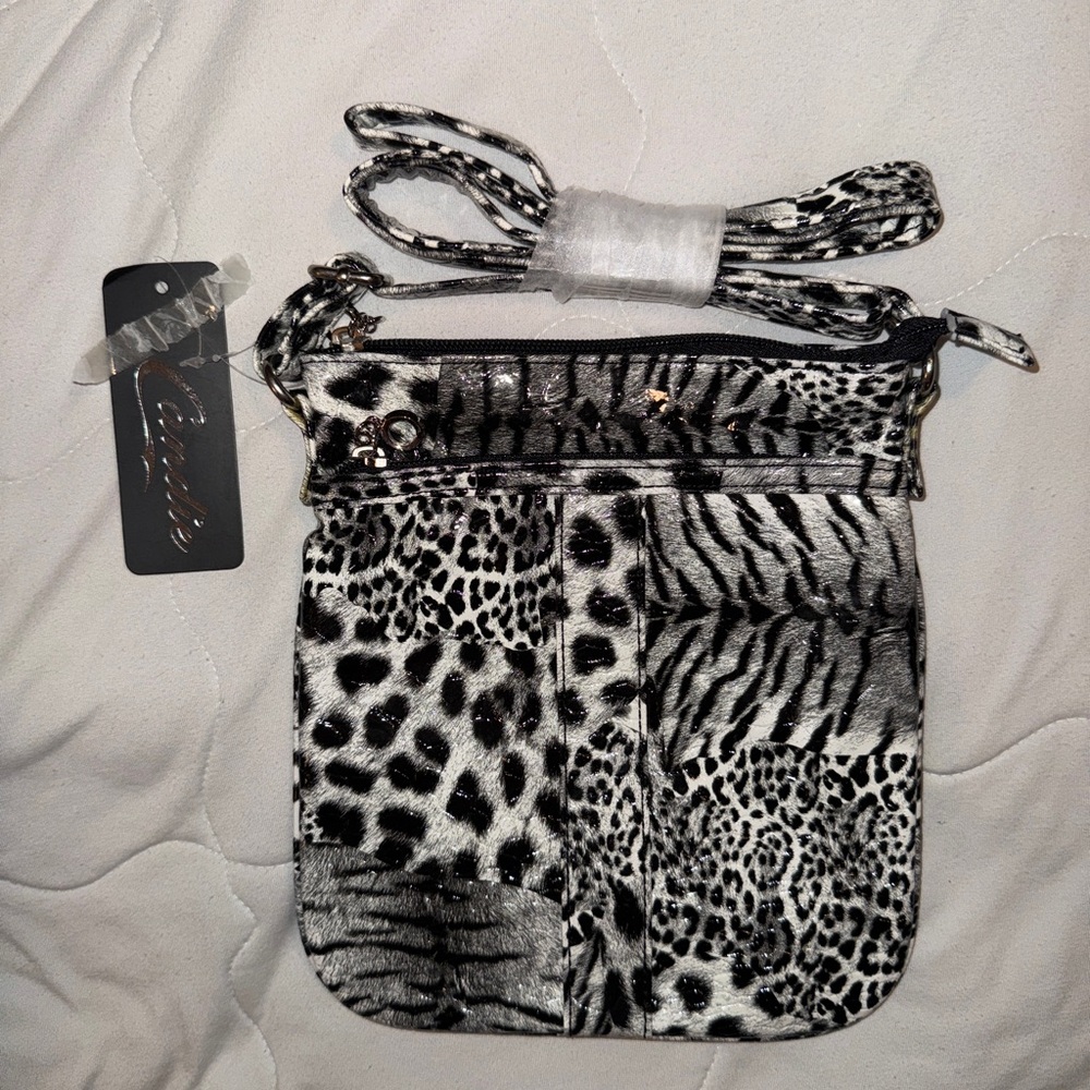Candie NWT Animal Print Crossbody Bag Black and White